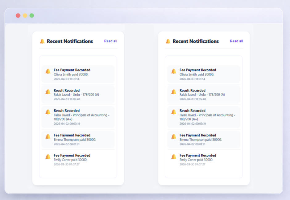 Recent Notifications Widget