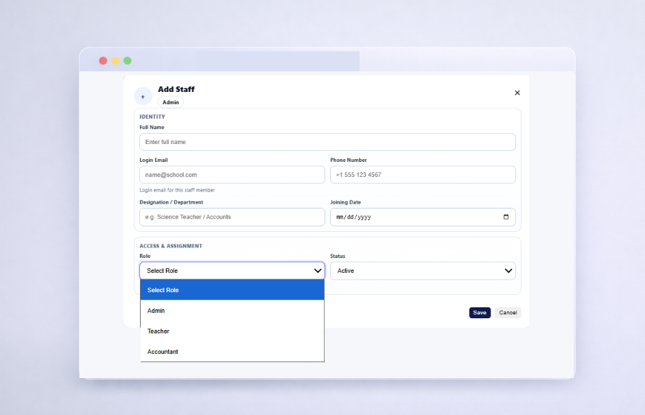 Add Staff Registration Form