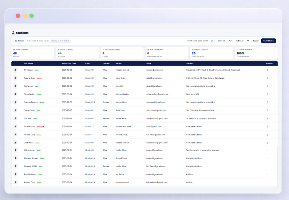 students registry